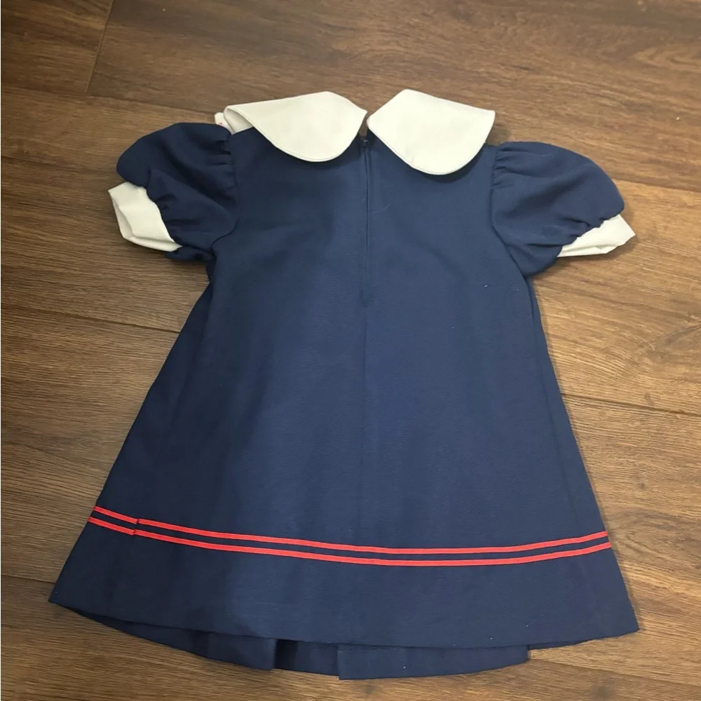 Vintage 90s Nautical Sailor Dress Girls 3T USA Made Wonderland Fashions